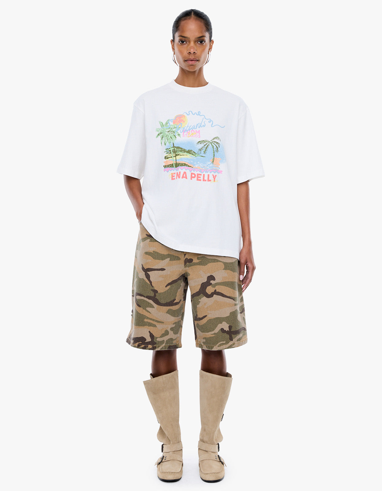 Riviera Watercolour Tee - Vintage White