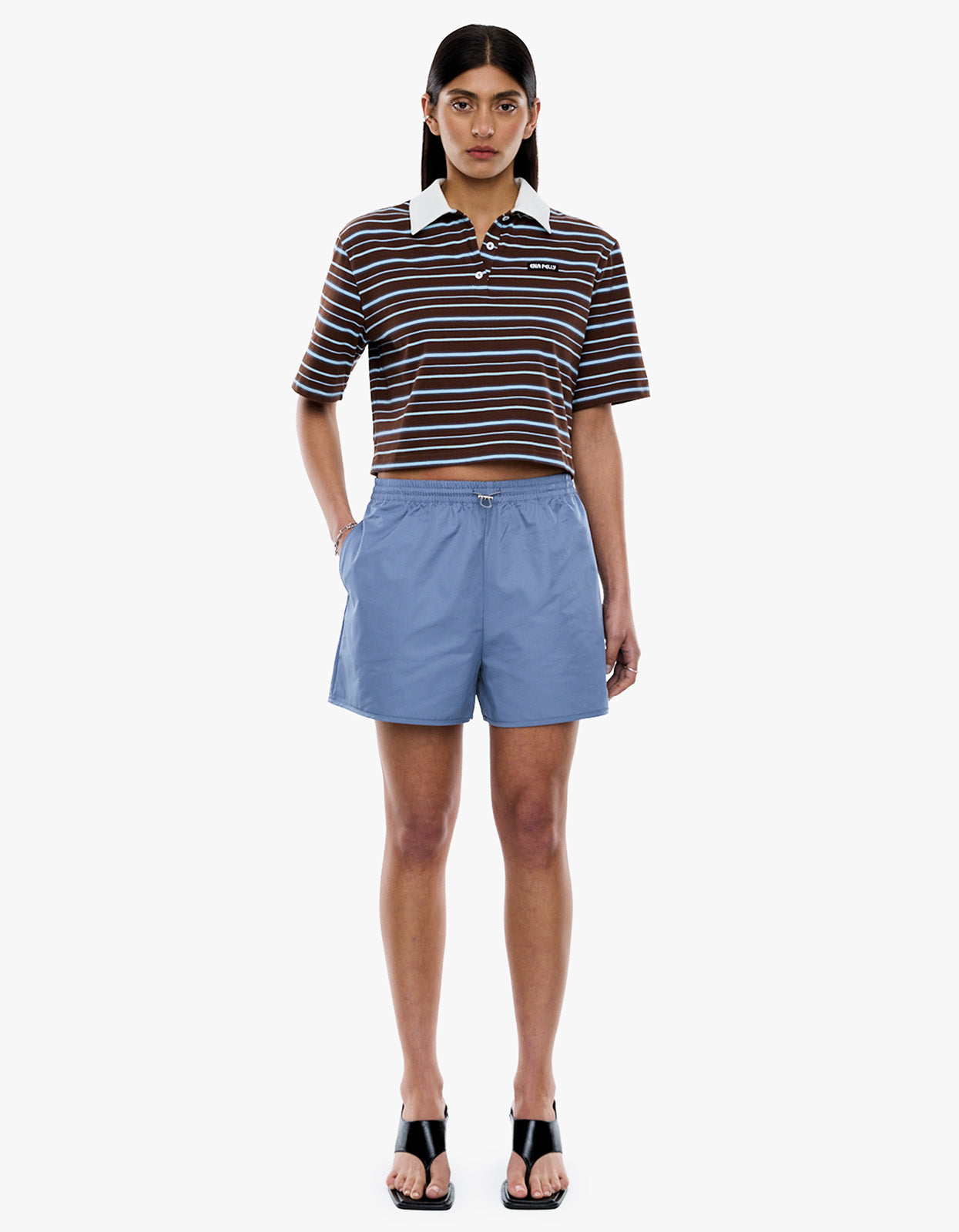 Violet Short Sleeve Polo - Blue Choc Stripe