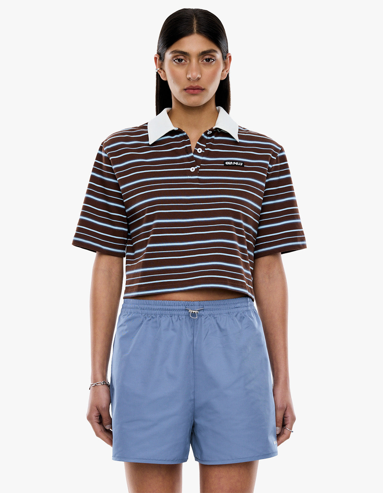 Violet Short Sleeve Polo - Blue Choc Stripe