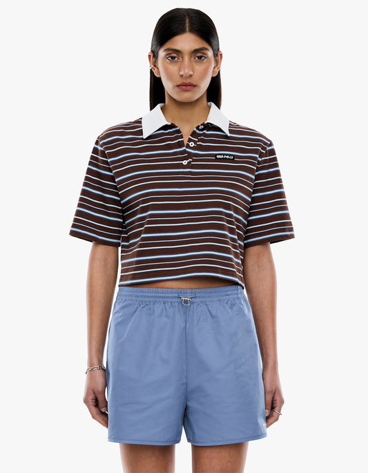 Violet Short Sleeve Polo - Blue Choc Stripe
