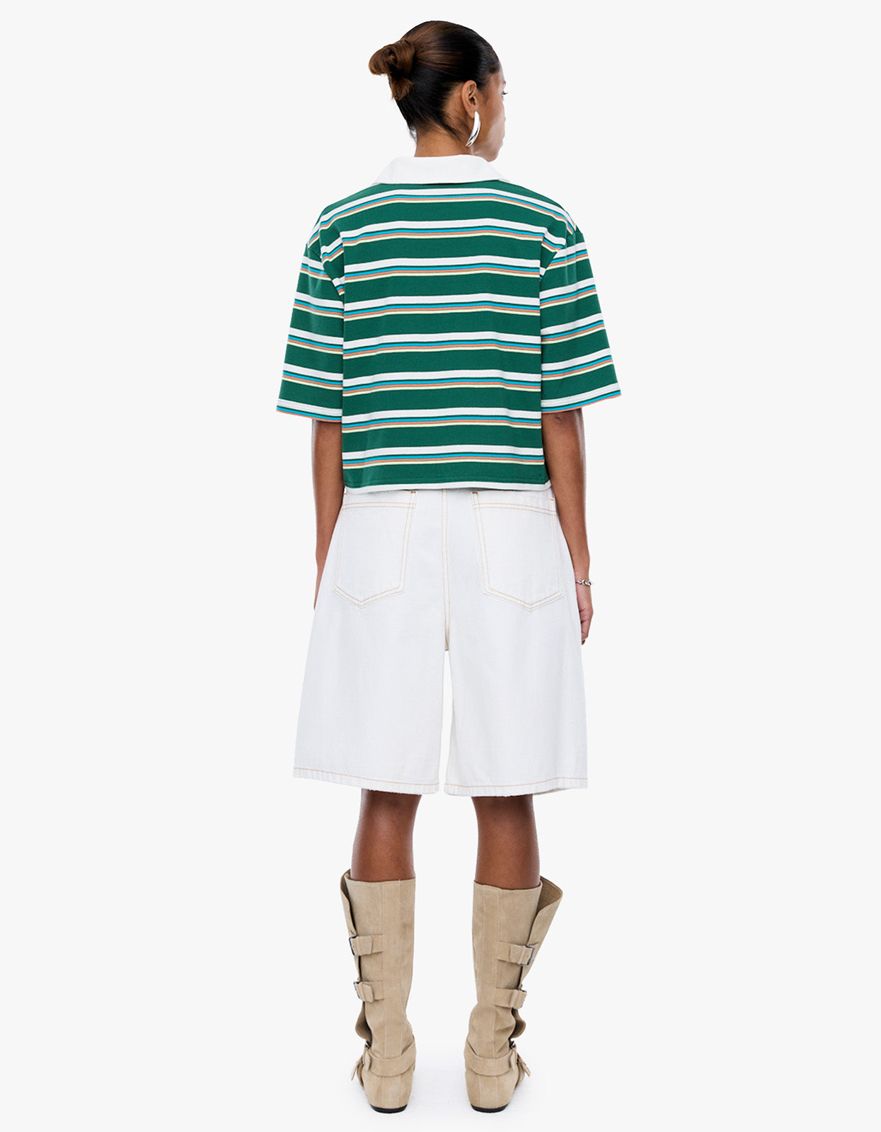 Violet Short Sleeve Polo - Sage Stripe