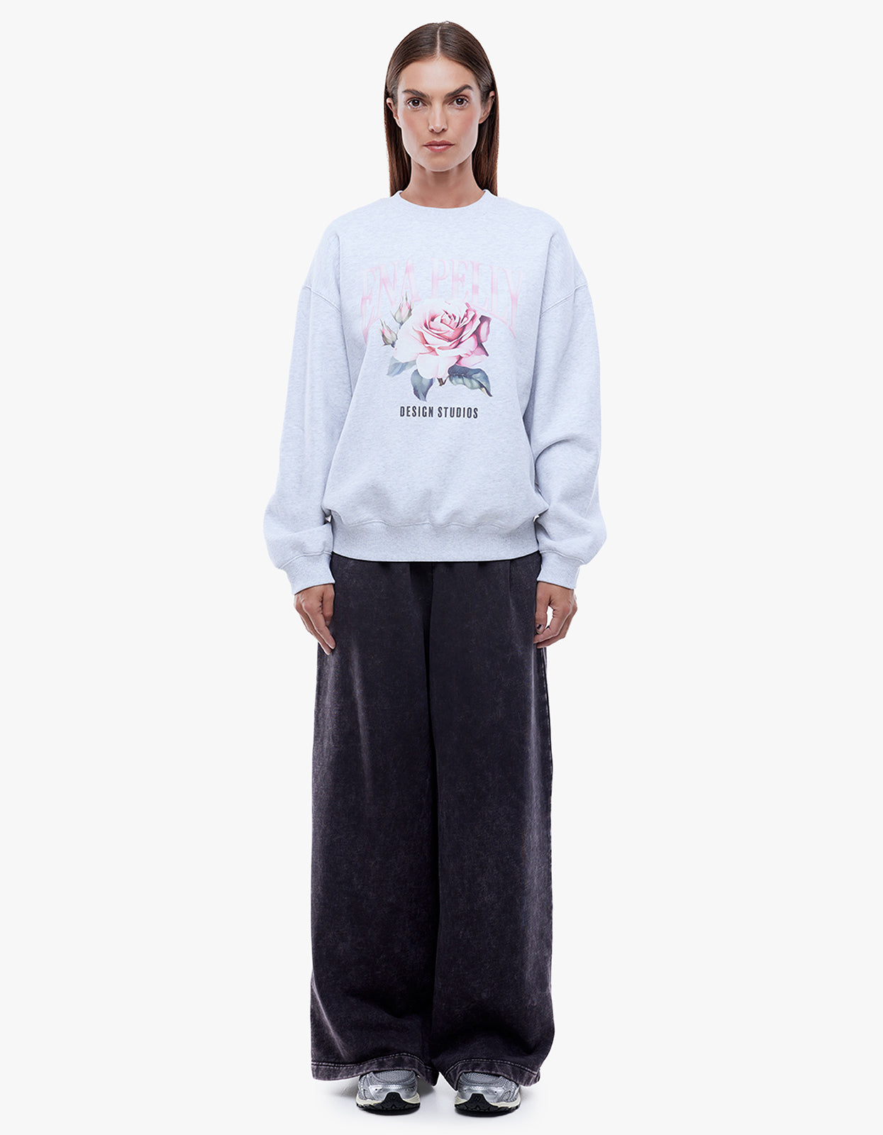 Ena Pelly Rose Sweatshirt - White Marle