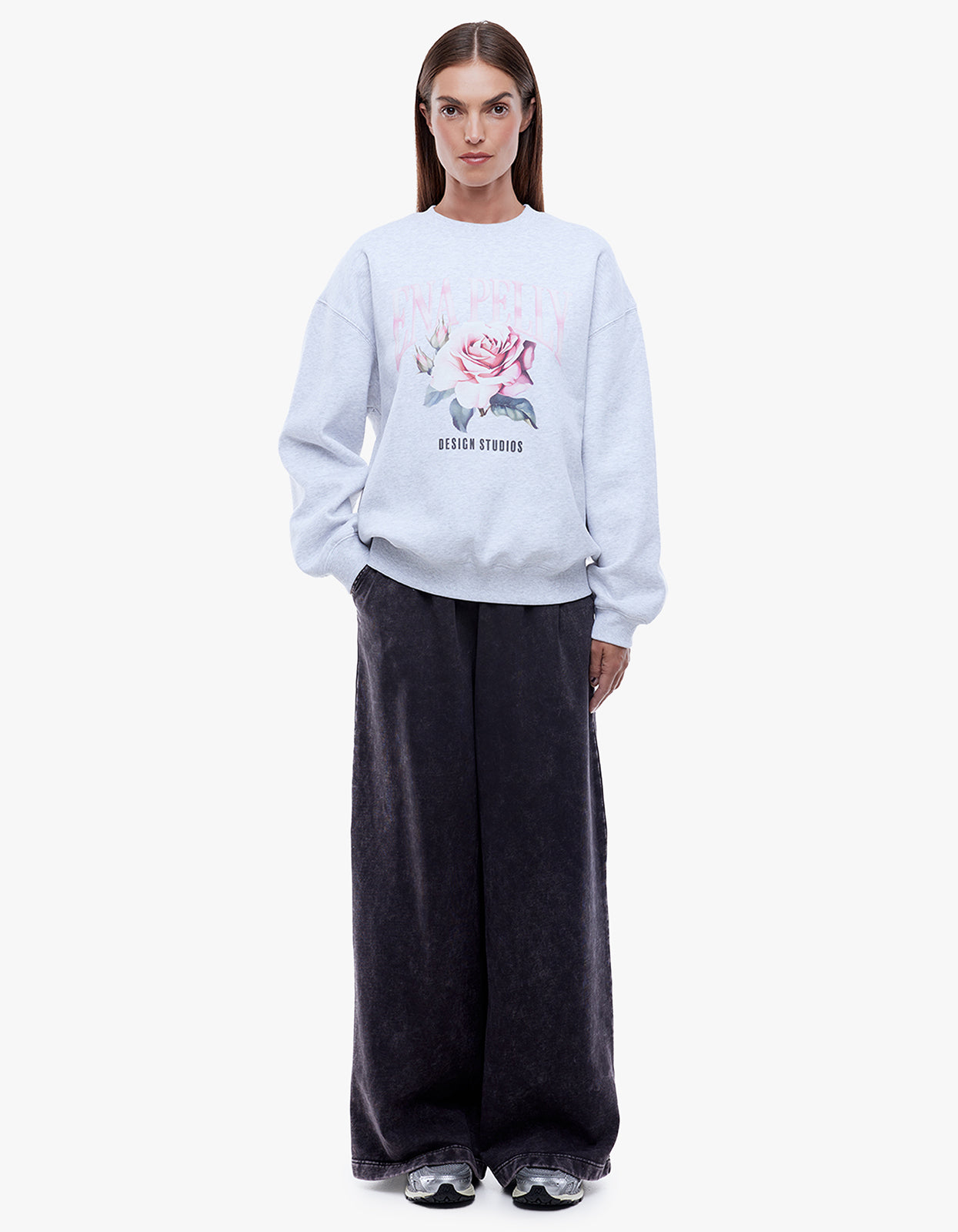 Ena Pelly Rose Sweatshirt - White Marle