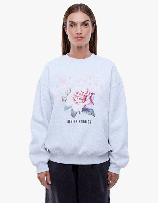 Ena Pelly Rose Sweatshirt - White Marle