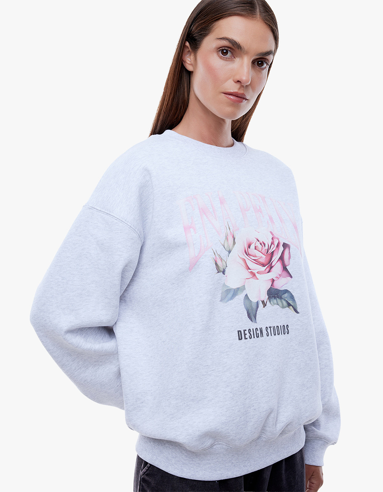 Ena Pelly Rose Sweatshirt - White Marle