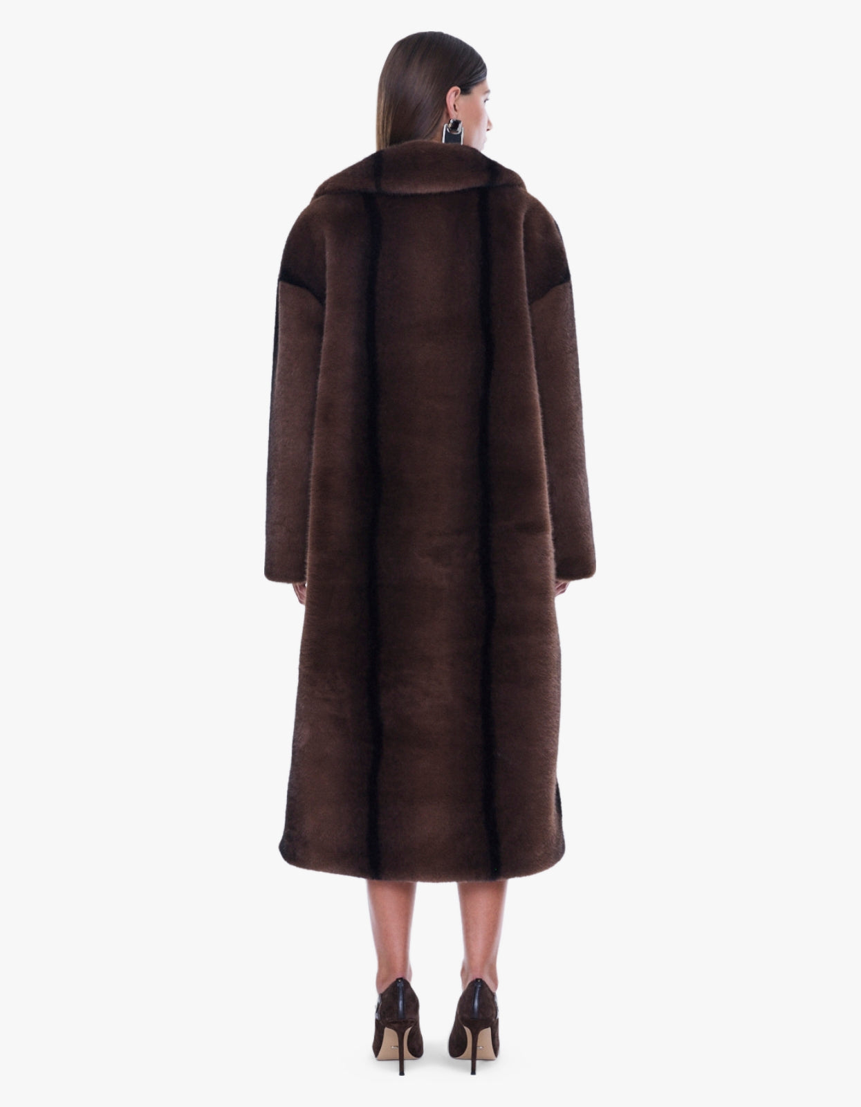 Nova Longline Faux Fur Coat - Brown Multi