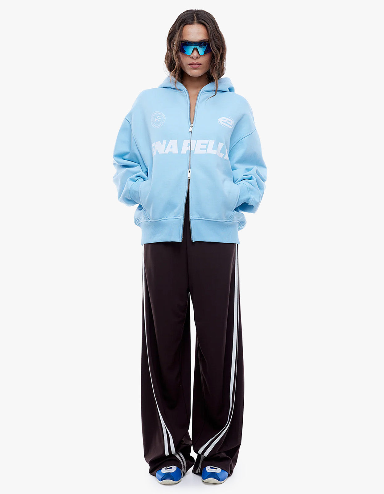 Multi Logo Zip Thru Hoodie - Cloud Blue