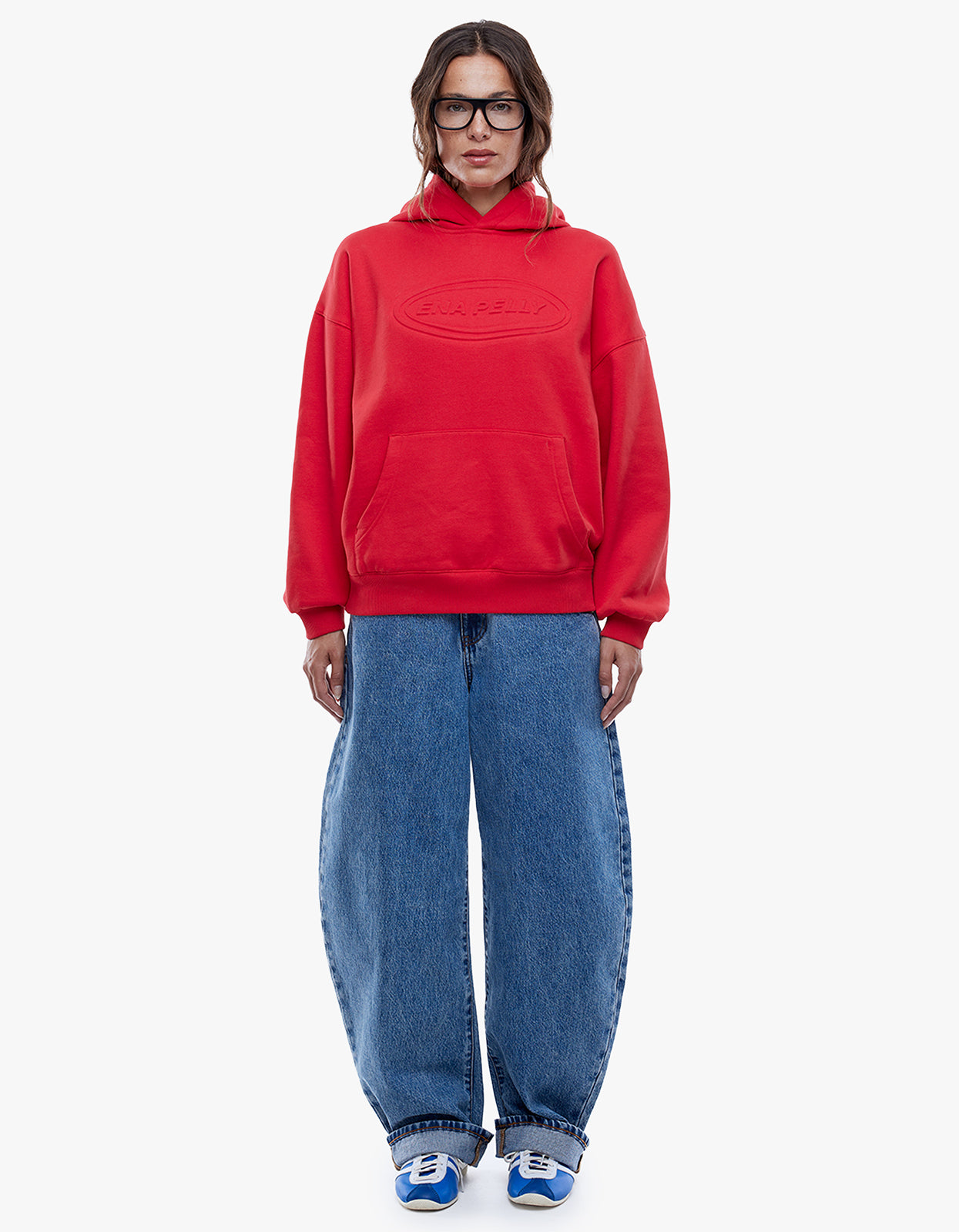 Washed Debossed Hoodie - Washed Red