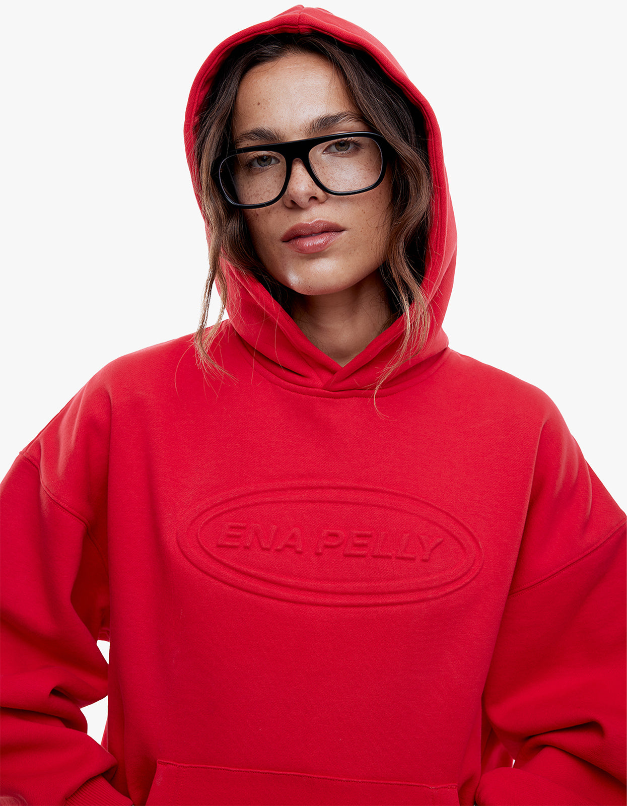 Washed Debossed Hoodie - Washed Red