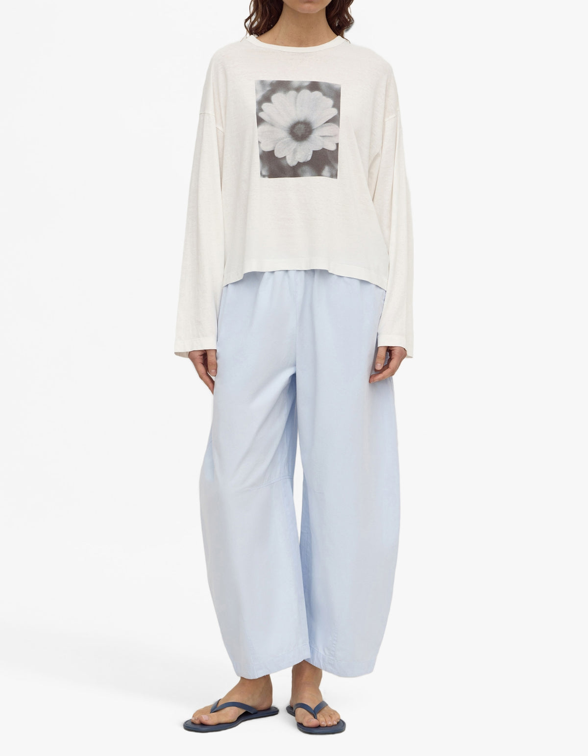 Elaine Washed Cotton Pant - Powder Blue