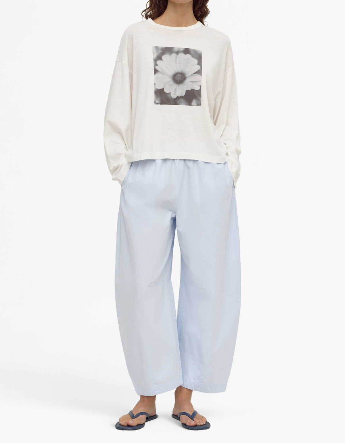Elaine Washed Cotton Pant - Powder Blue