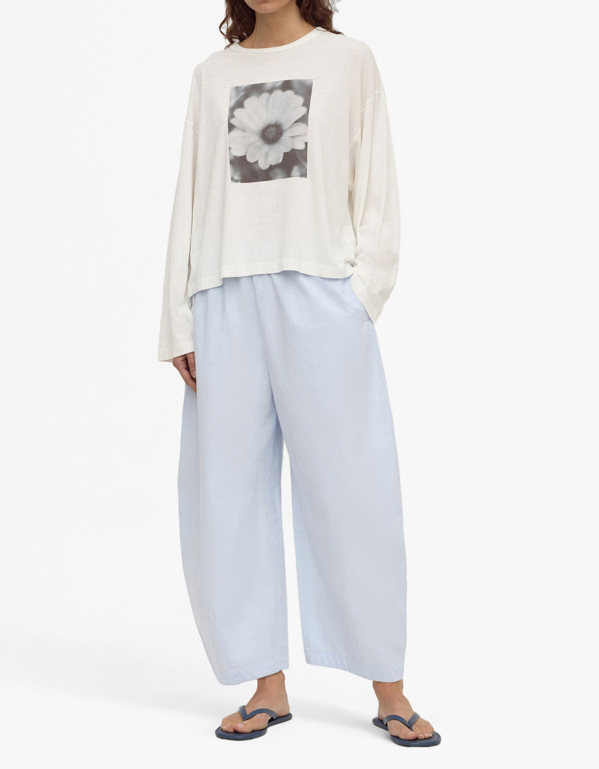 Elaine Washed Cotton Pant - Powder Blue