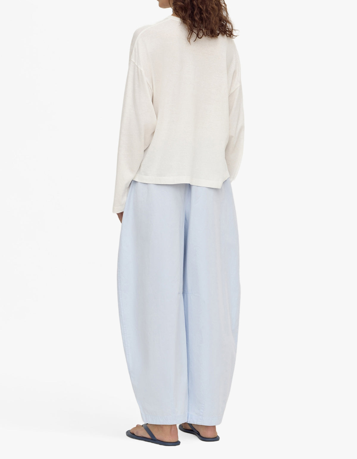 Elaine Washed Cotton Pant - Powder Blue