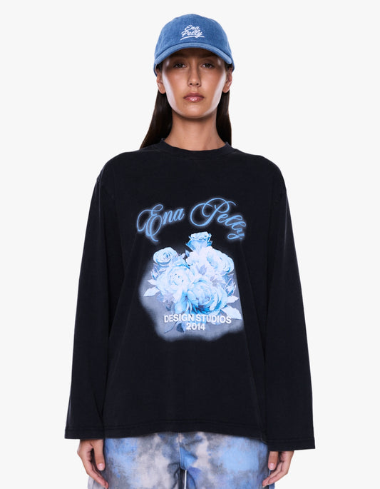 Elsa Long Sleeve Relaxed Tee - Vintage Black/Design Studios