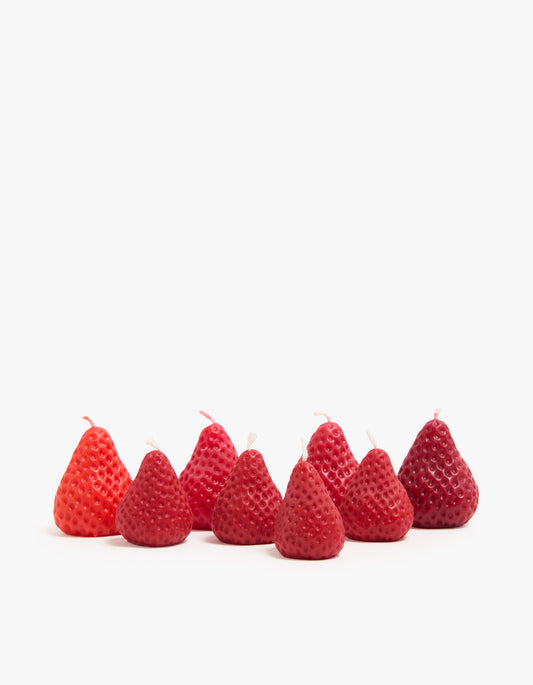 Mini Strawberry Candles 8 Pack - Red