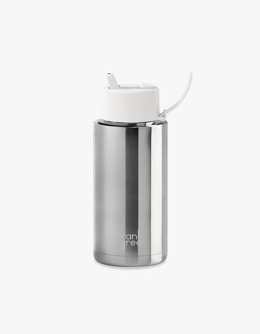 34Oz Flipstraw Reusable Bottle - Silver Chrome / Cloud