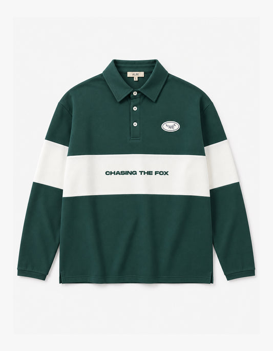 Chasing The Fox X Superette L/S Polo Shirt - Green/Ivory