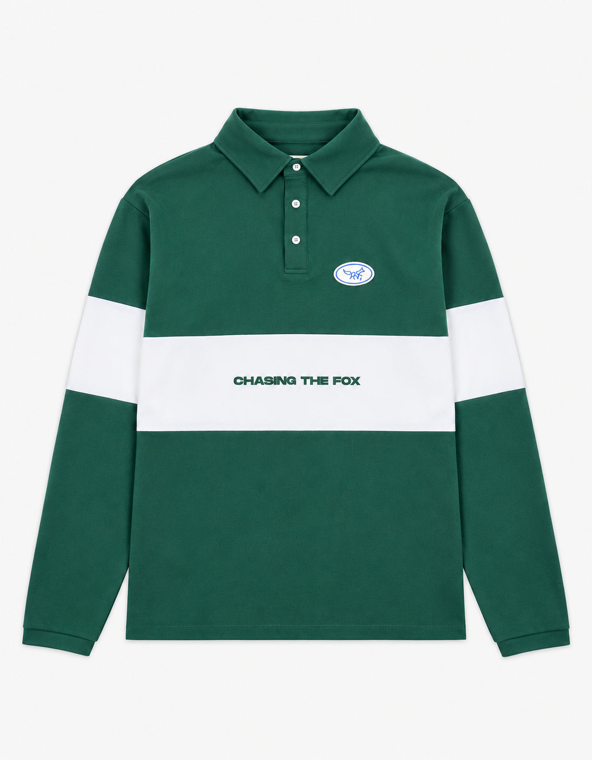 Chasing The Fox X Superette L/S Polo Shirt - Green/Ivory