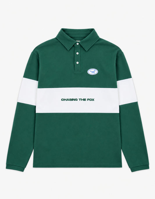 Chasing The Fox X Superette L/S Polo Shirt - Green/Ivory
