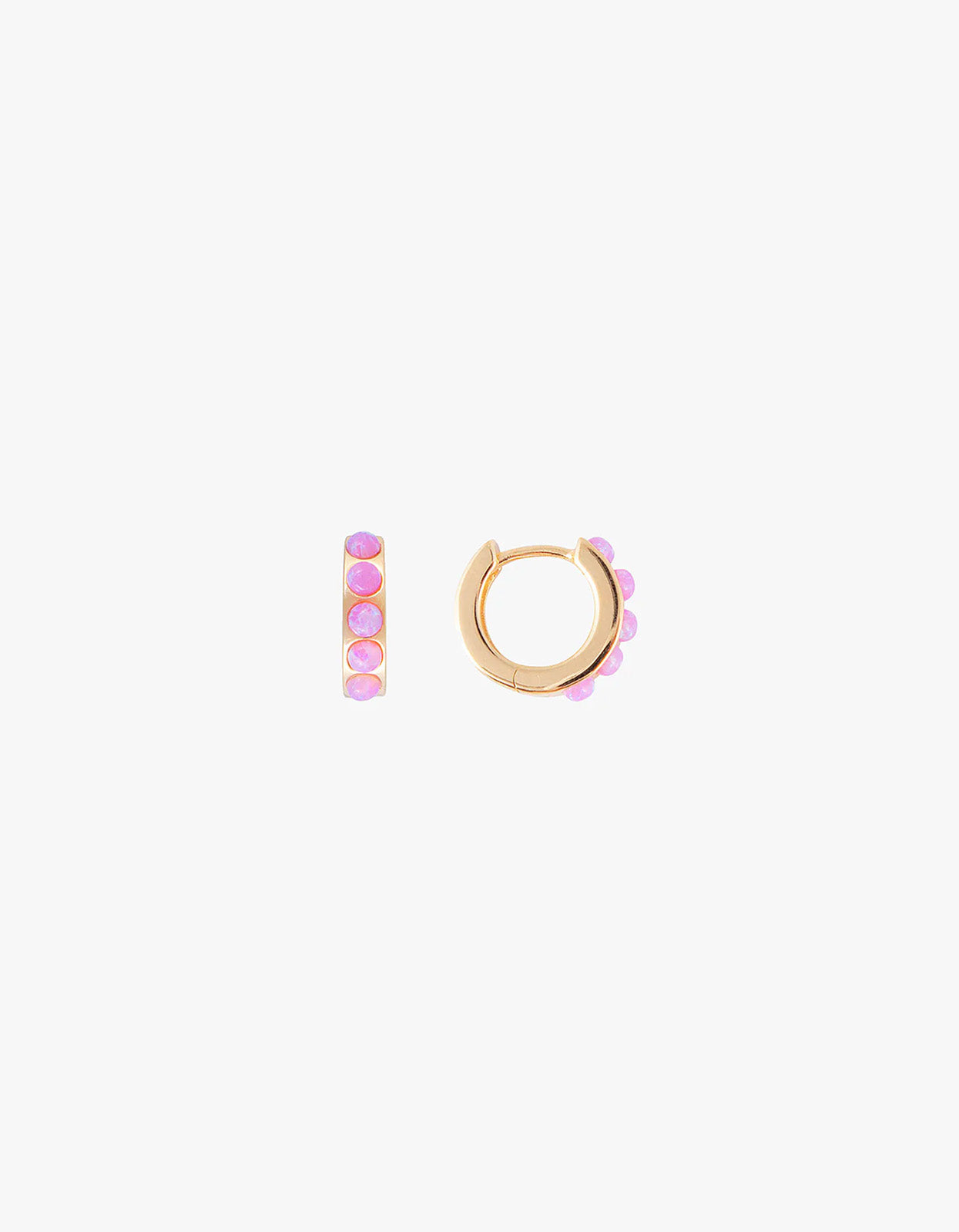 Pink Opal Crystal Huggies - Pink/Gold