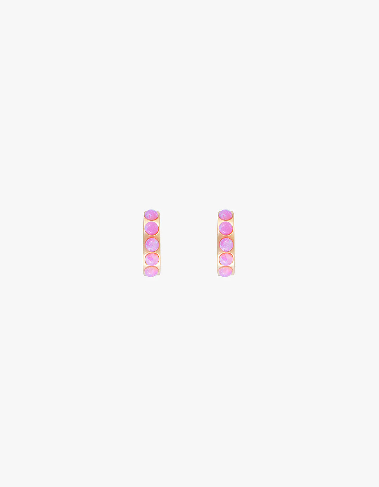 Pink Opal Crystal Huggies - Pink/Gold