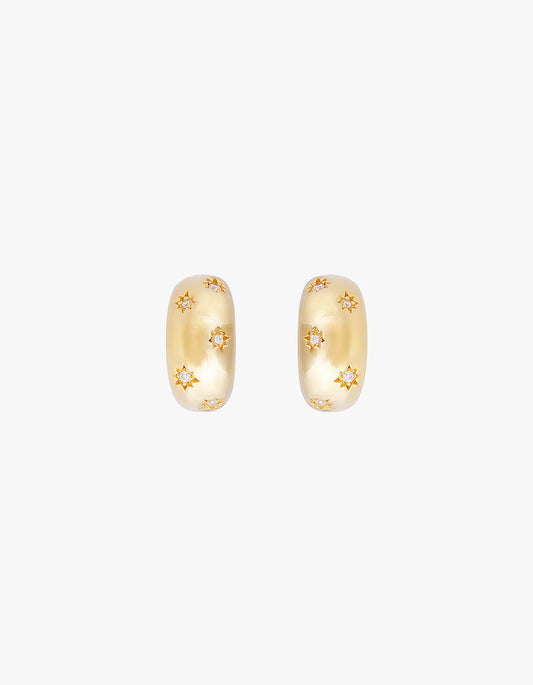 Starburst Flared Hoops - Gold