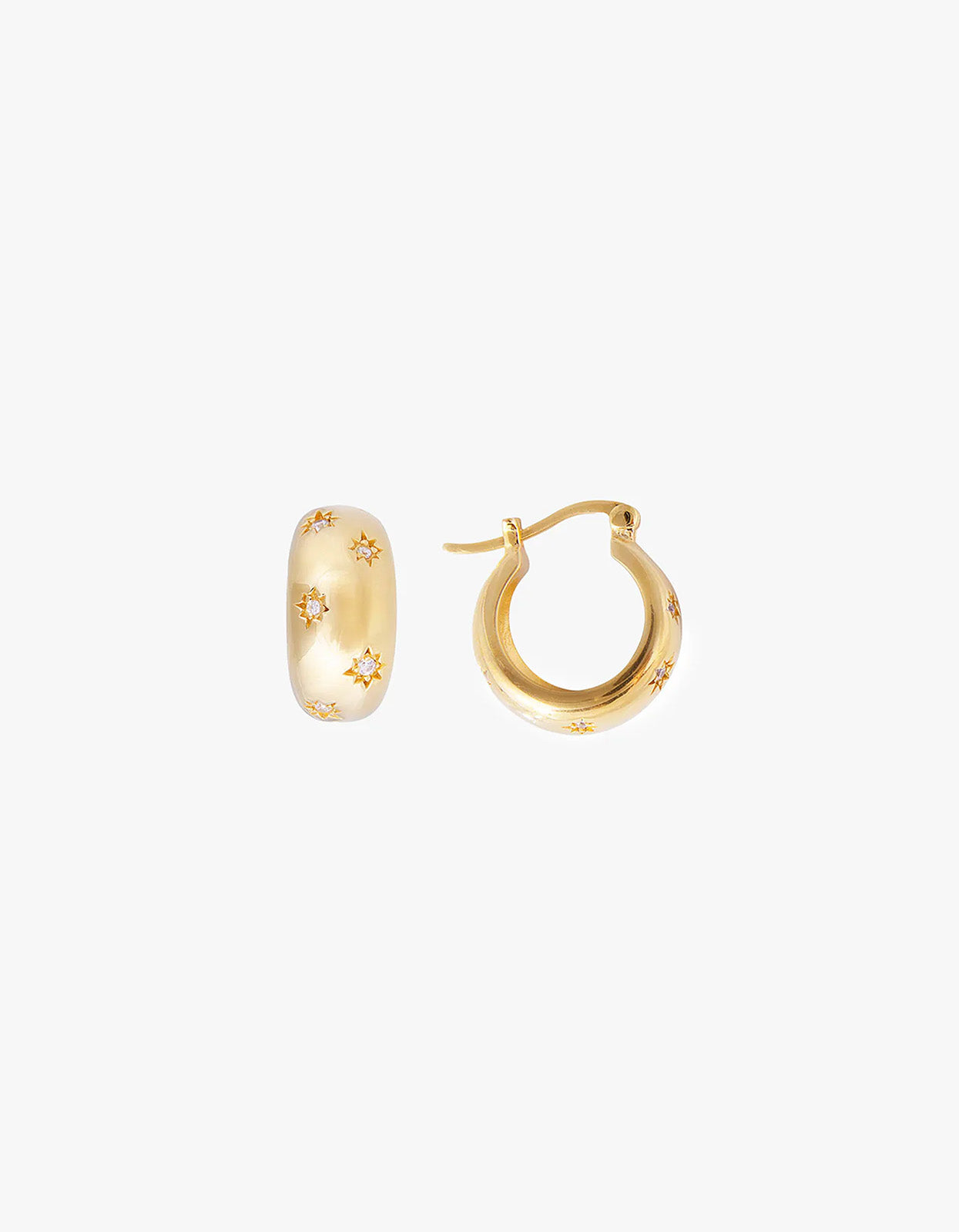 Starburst Flared Hoops - Gold
