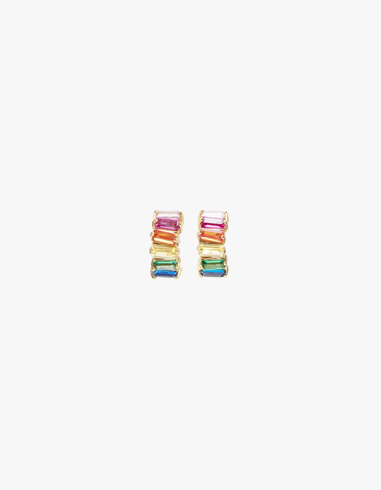 Rainbow Baguette Cluster Huggies - Rainbow