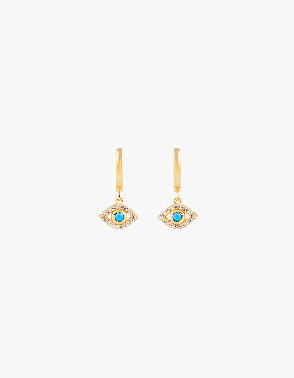 Turquoise Evil Eye Hoops - Gold
