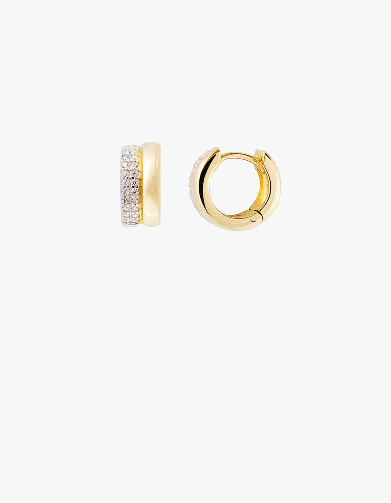 Two Tone Pave Huggies - Two Tone