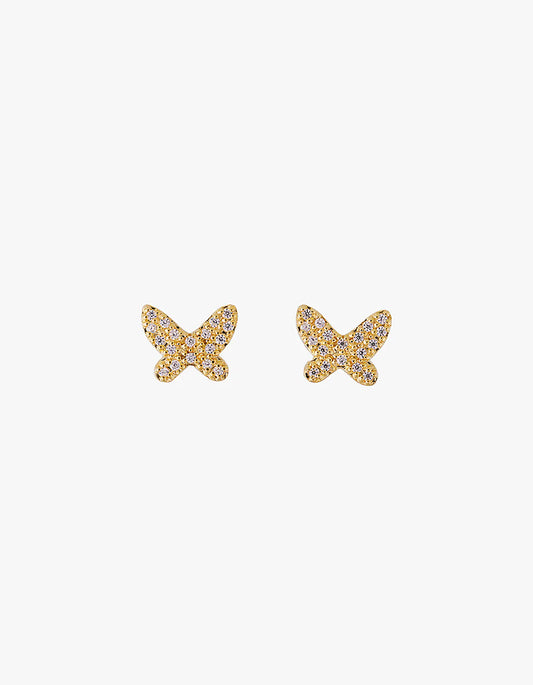 Butterfly Pave Studs - Gold