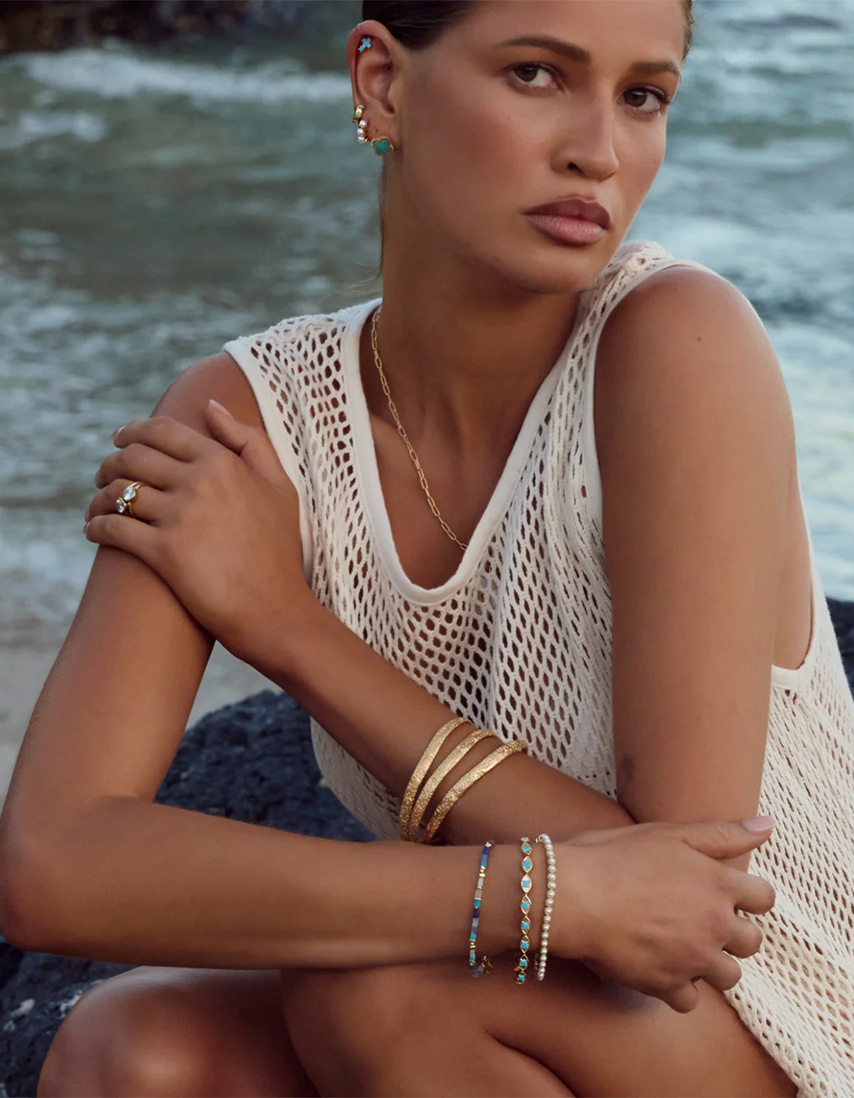Azzurra Cross Studs - Gold