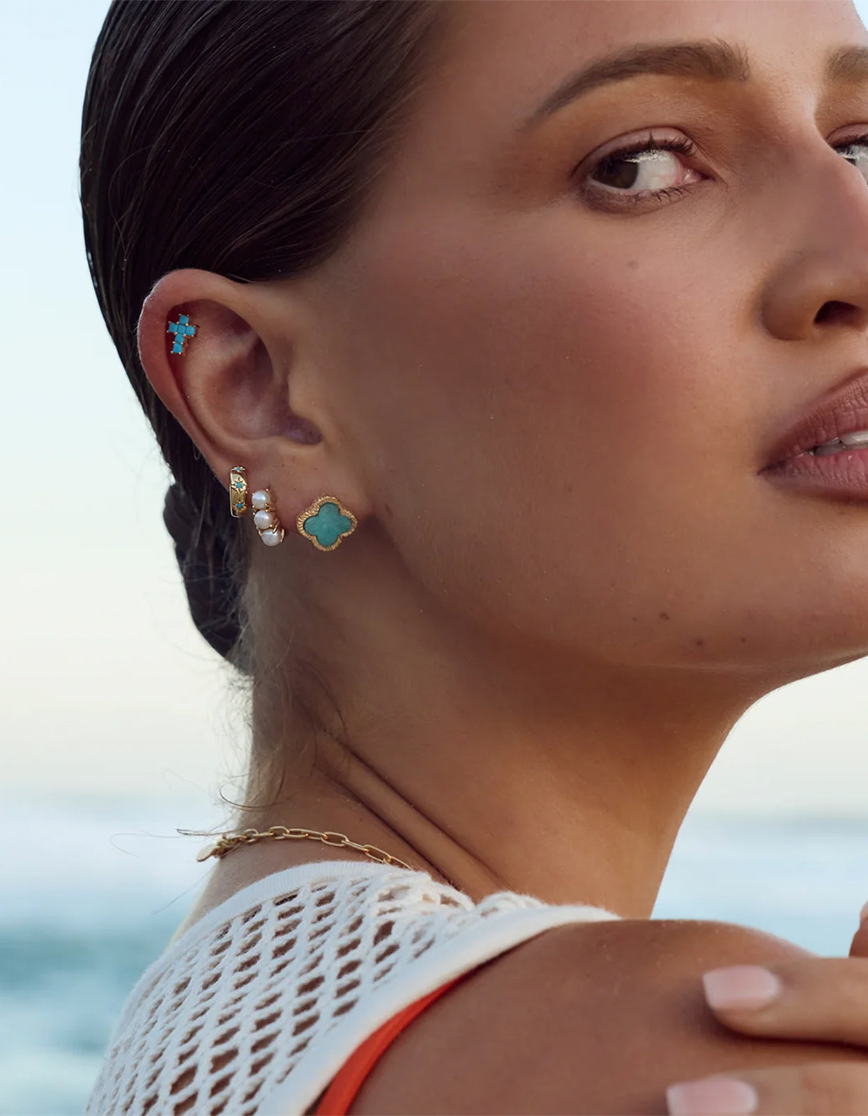 Azzurra Cross Studs - Gold