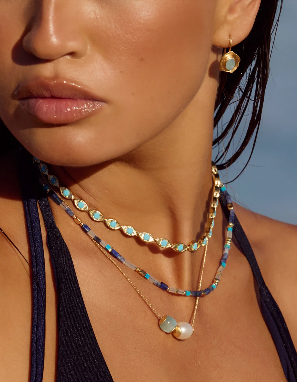 Blue Grotto Necklace - Gold