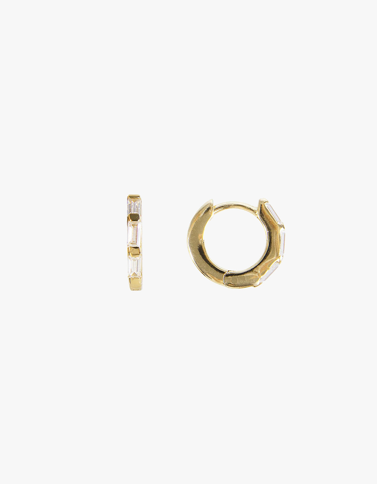 Crystal Baguette Huggies - Gold