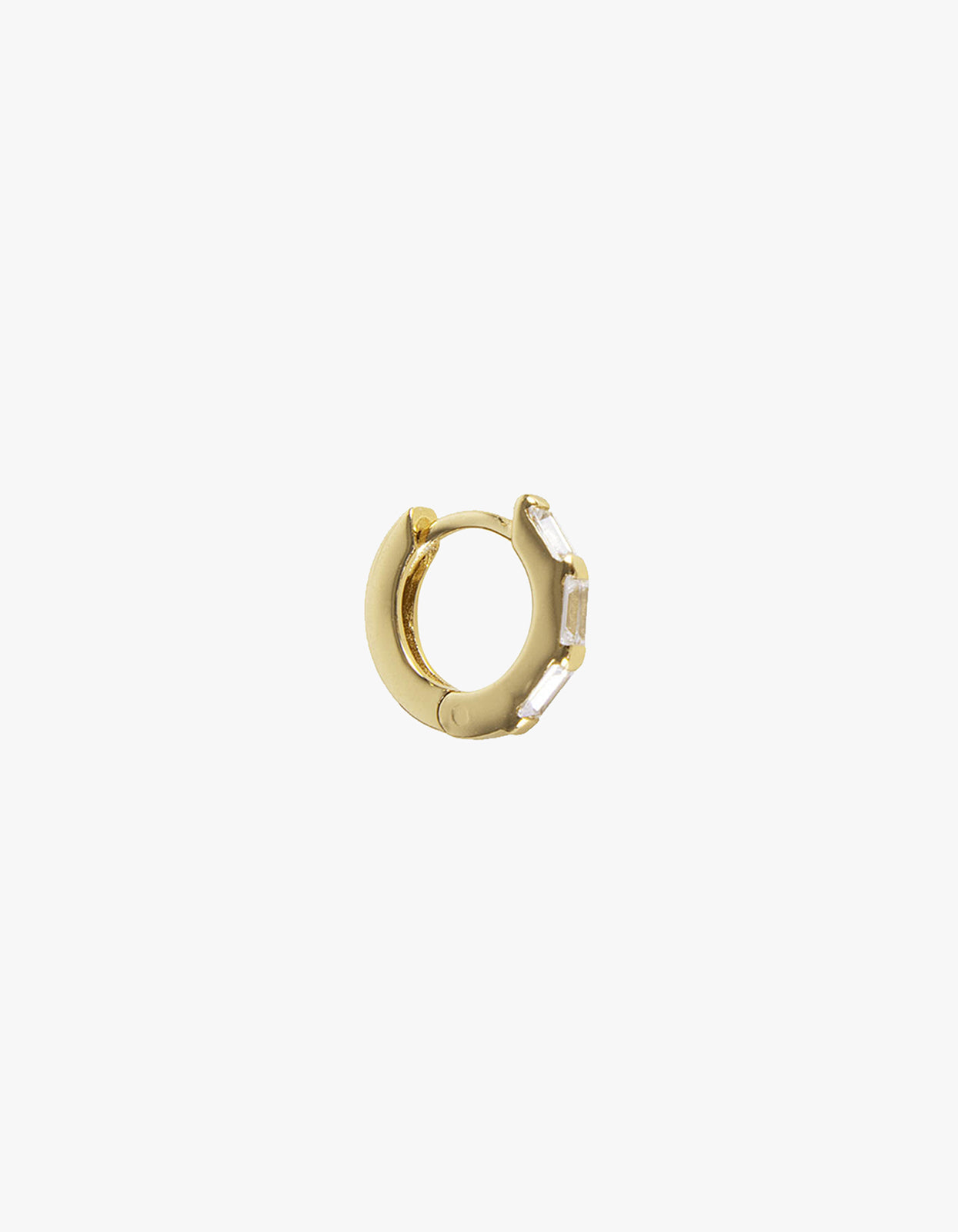 Crystal Baguette Huggies - Gold