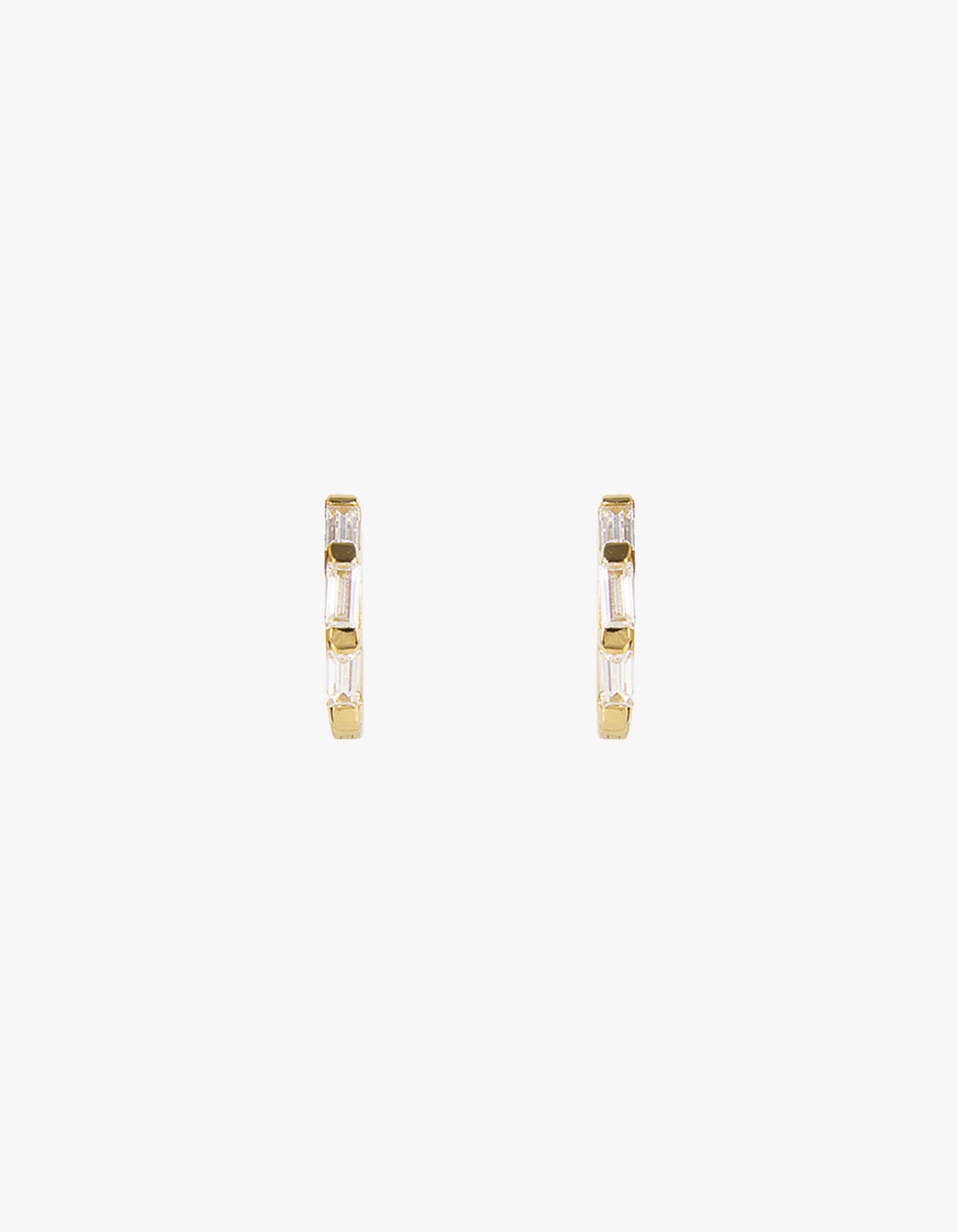 Crystal Baguette Huggies - Gold
