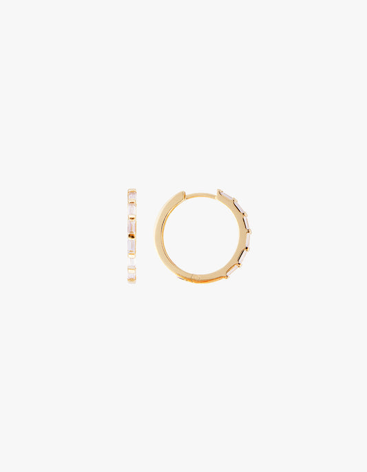 Crystal Baguette Maxi Hoops - Gold