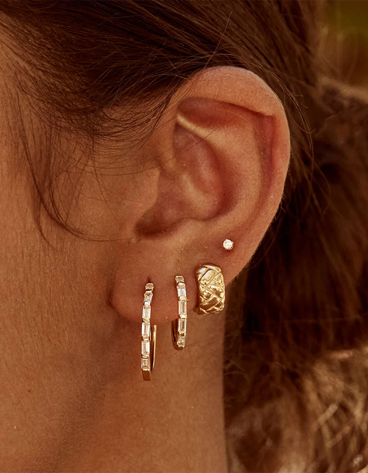 Crystal Baguette Maxi Hoops - Gold