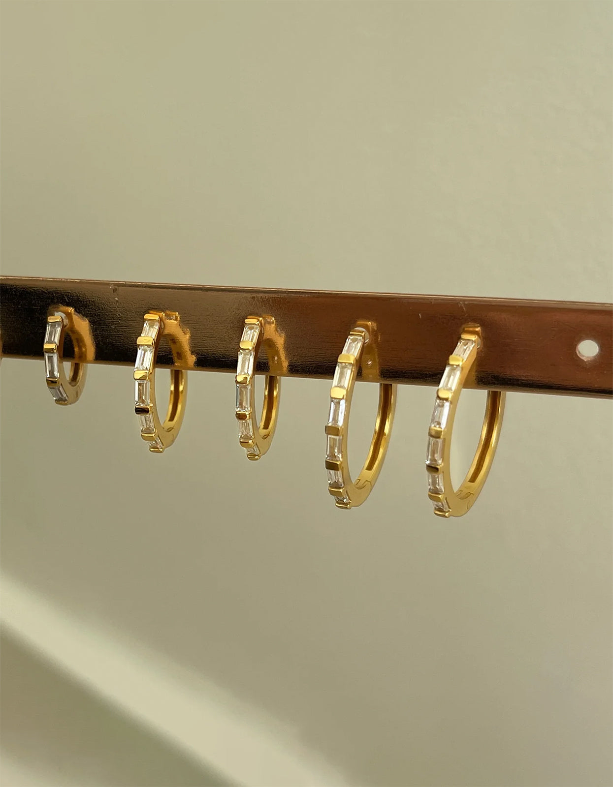 Crystal Baguette Maxi Hoops - Gold