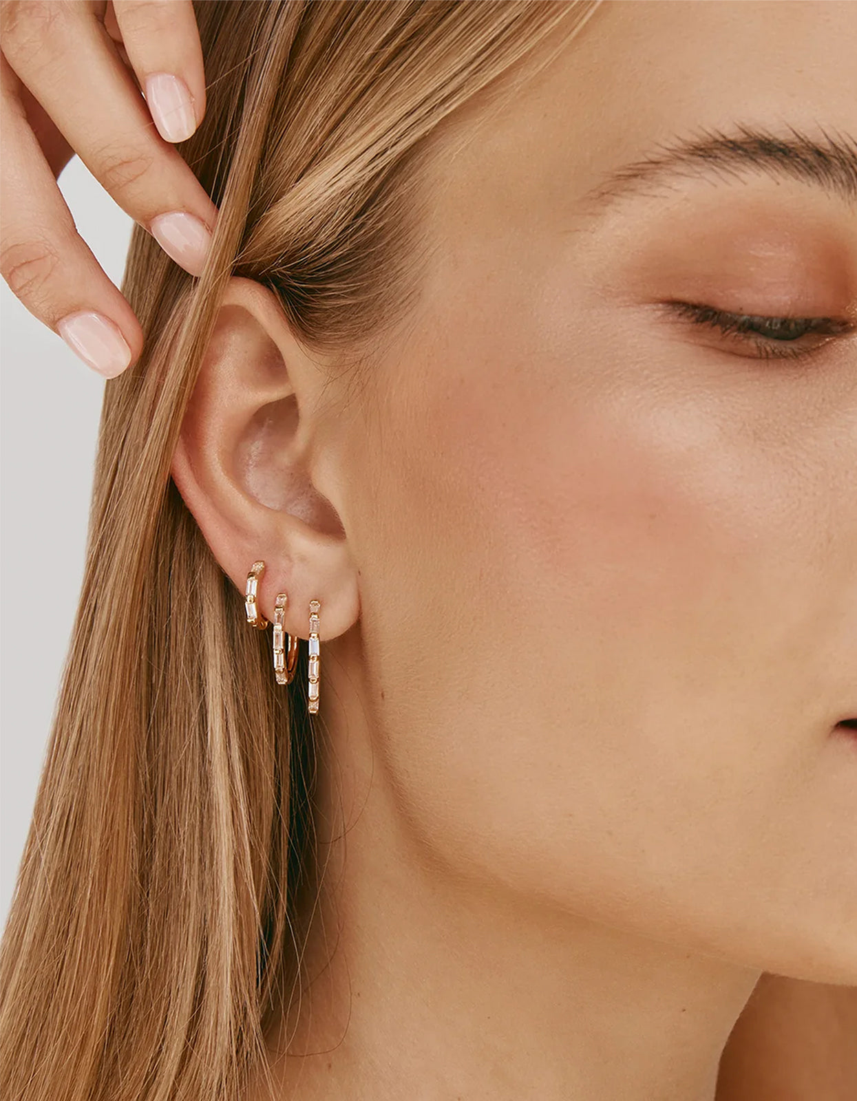 Crystal Baguette Maxi Hoops - Gold