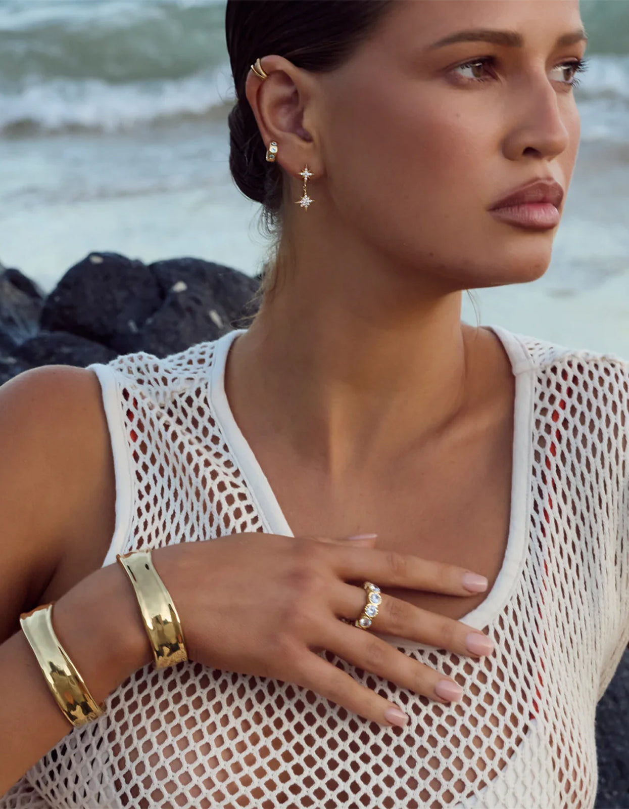 Starburst Drop Earrings - Gold