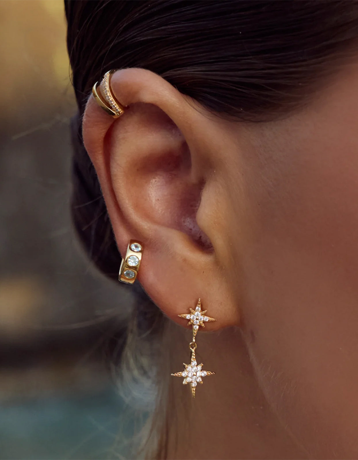 Starburst Drop Earrings - Gold