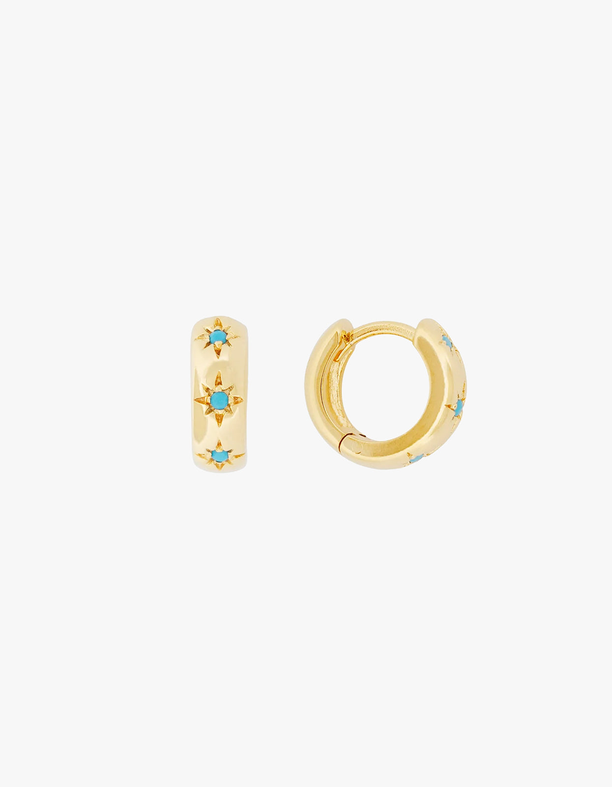 Turquoise Starburst Huggies - Gold