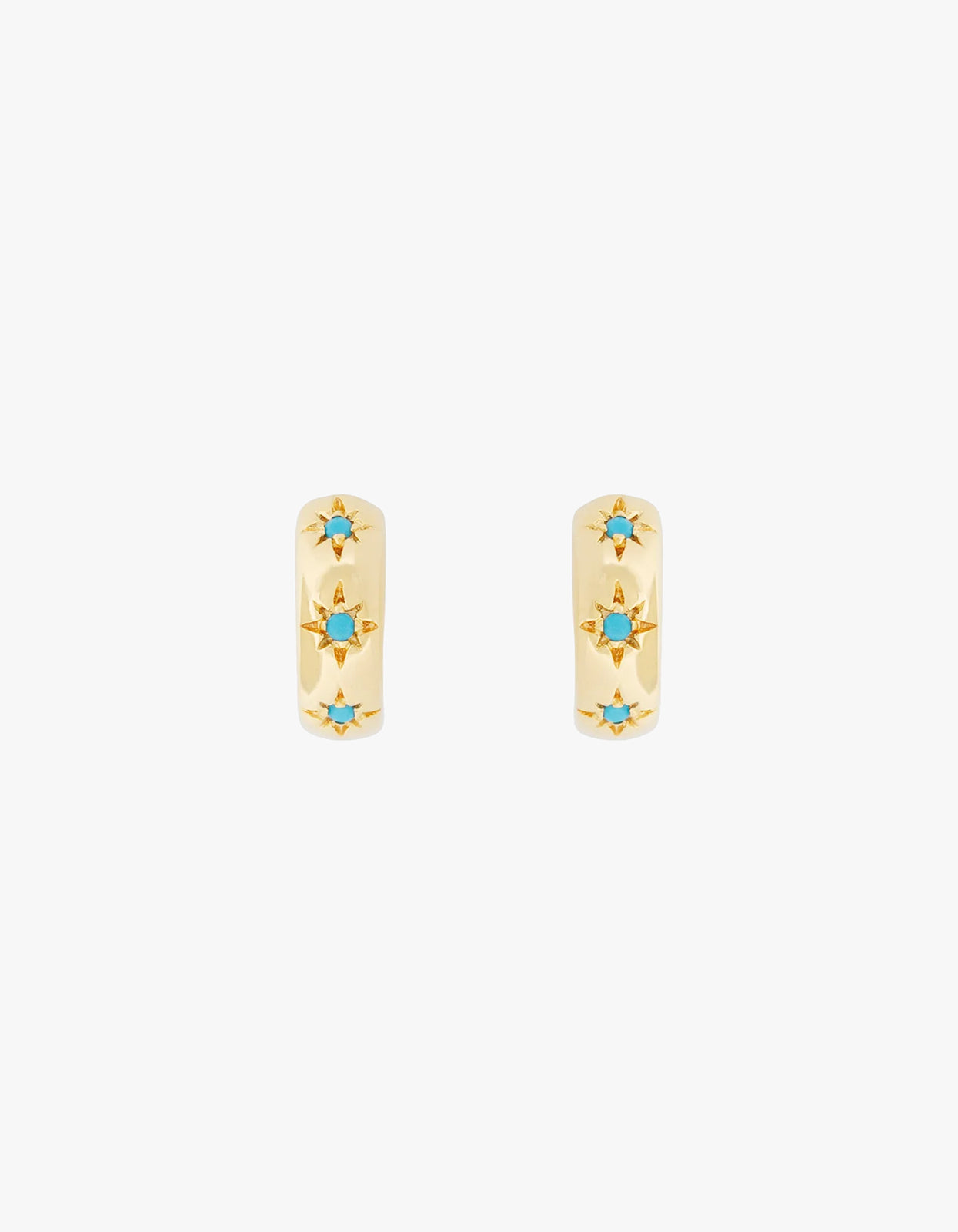 Turquoise Starburst Huggies - Gold