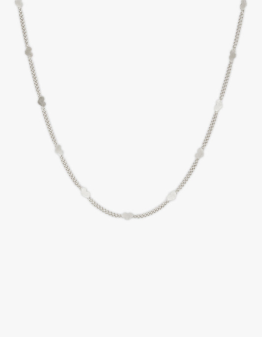 Fine Heart Chain Necklace - Silver