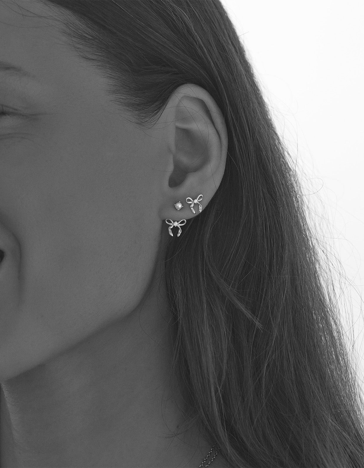 Forever More Bow Stud Earrings - Sterling Silver