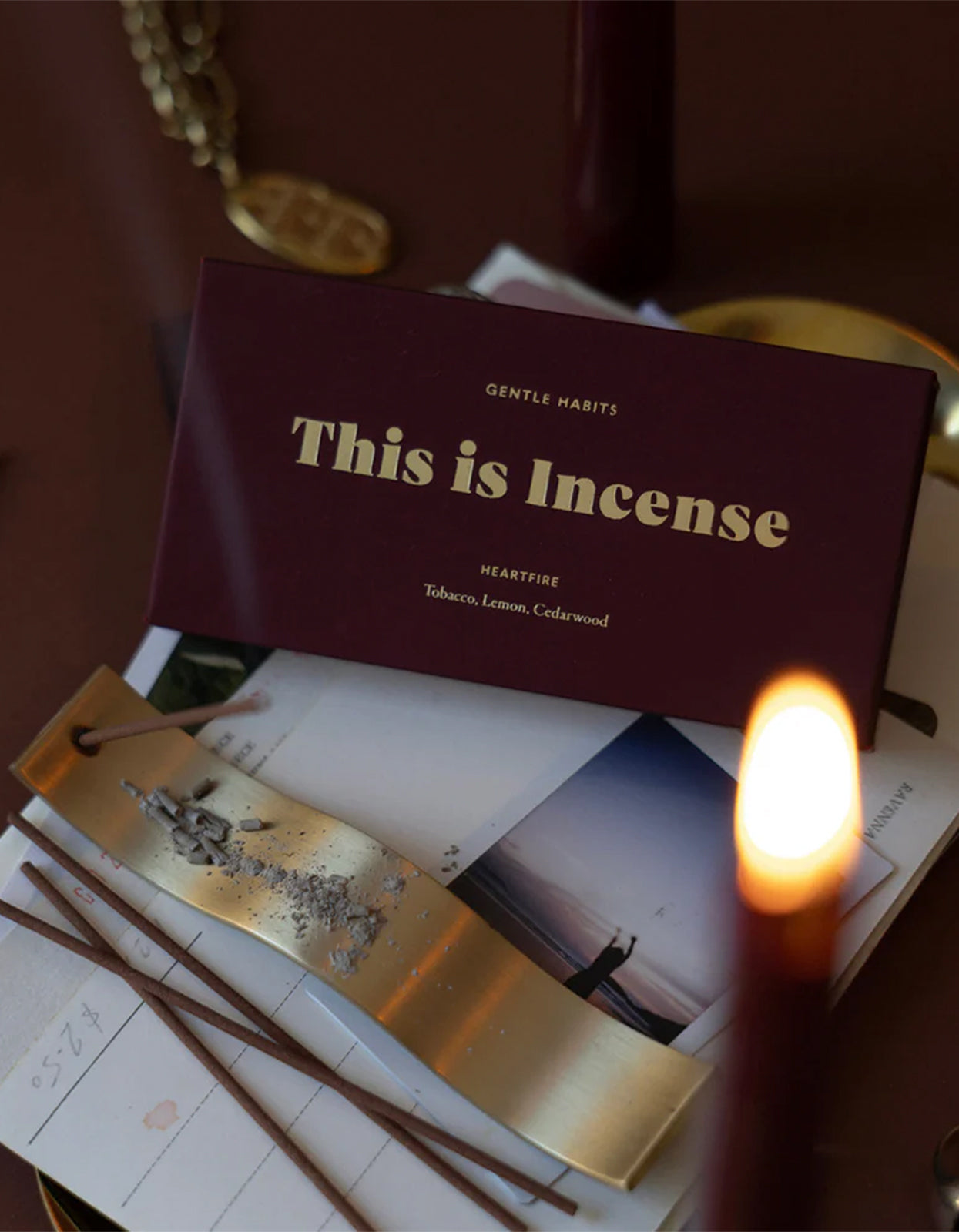 Heartfire: Subtle Citrus, Deep Leather & Smokey Wood - Burgundy