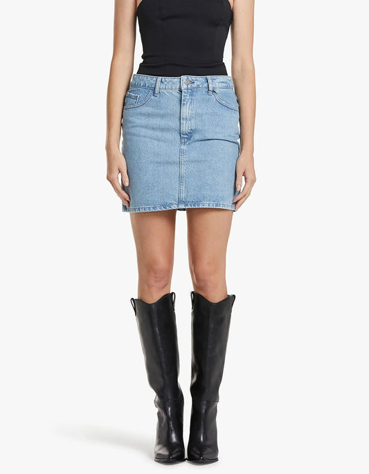 LeiaGZ Mw Mini Skirt - Washed Mid Blue