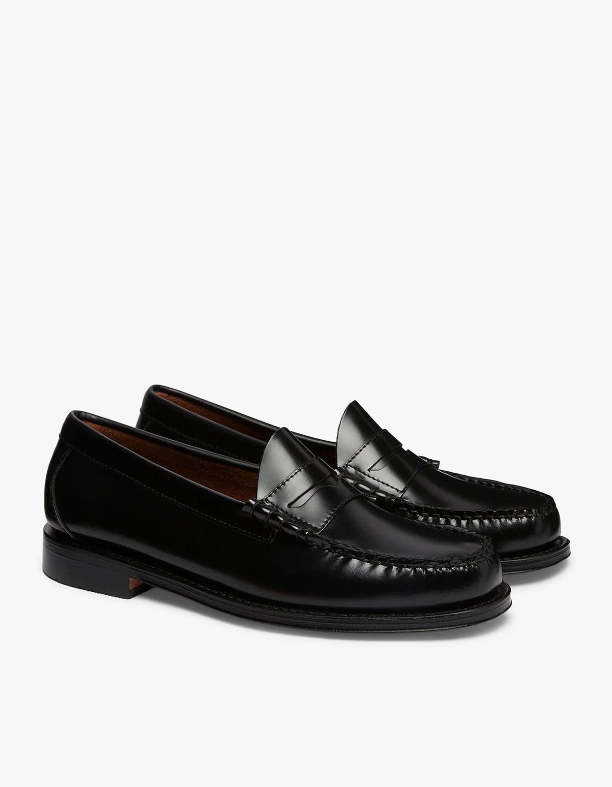 Mens Weejun Heritage Larson Moc Penny Loafers - Black Leather